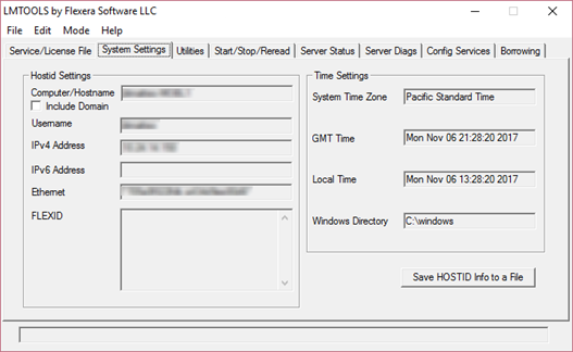 LMTOOLS System Settings