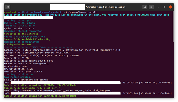 A console window showing a system prompt to enter the product key. 