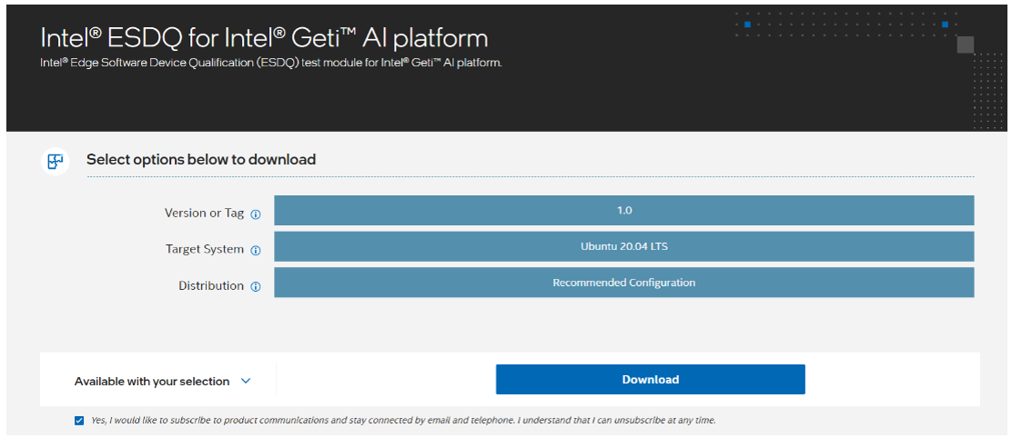 A screenshot showing the configuration options