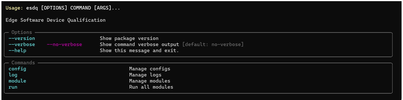 A screenshot showing the available command line options.