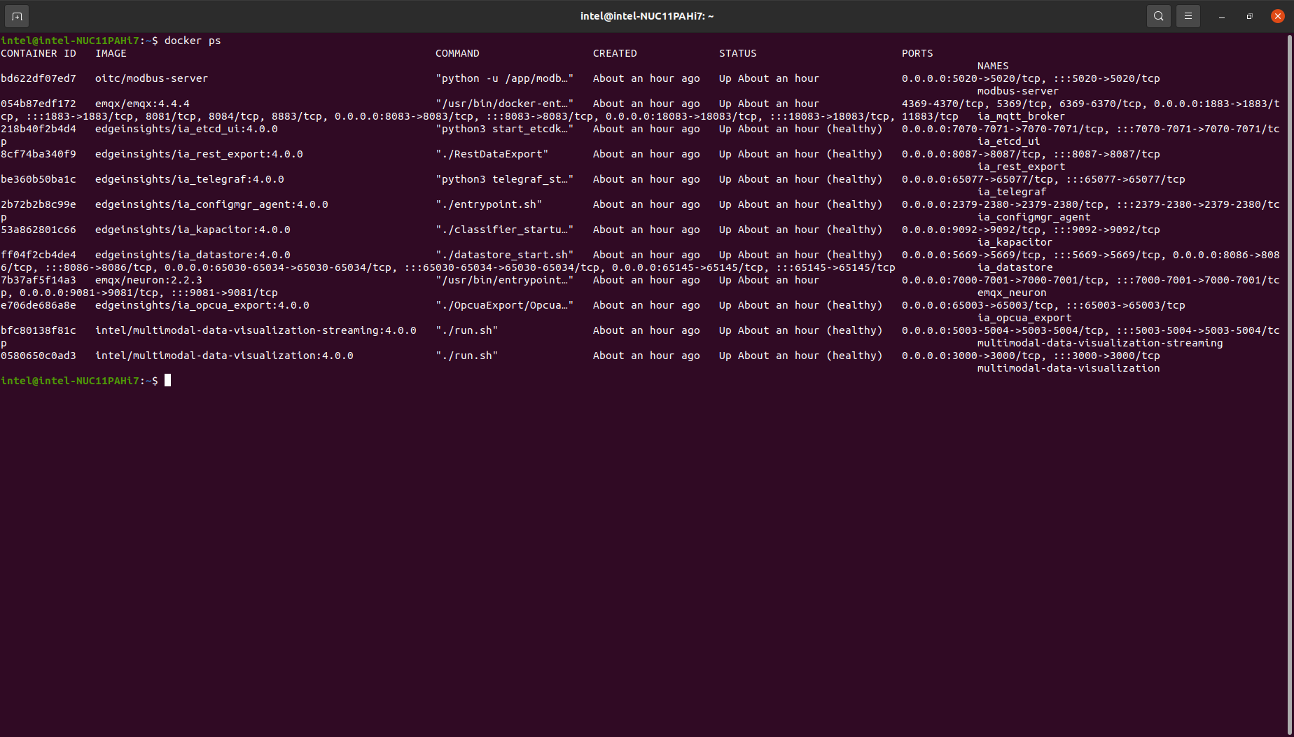 Screenshot for docker compose