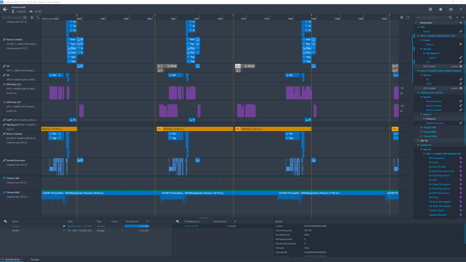 Figure 2. Trace Analyzer data is extensive and can be reorganized according to your needs.