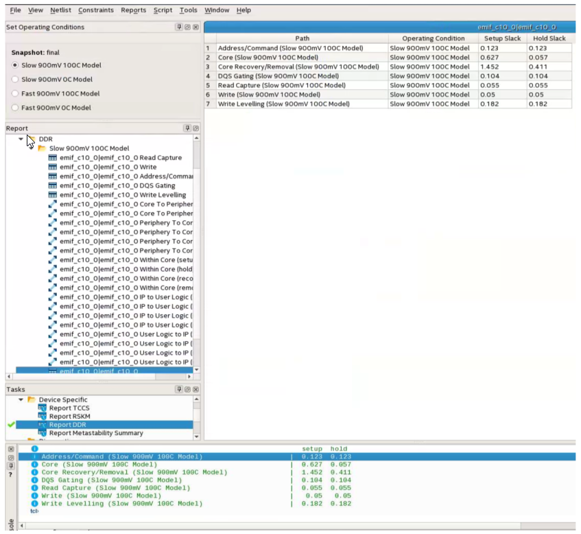 Timing Margin Summary Window Generated by Report DDR Task