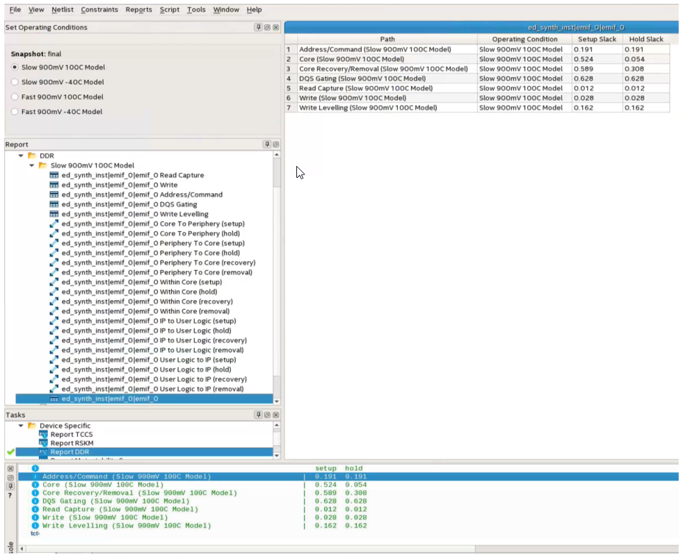 Timing Margin Summary Window Generated by Report DDR Task