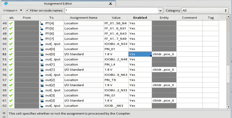 quartus prime assignment editor