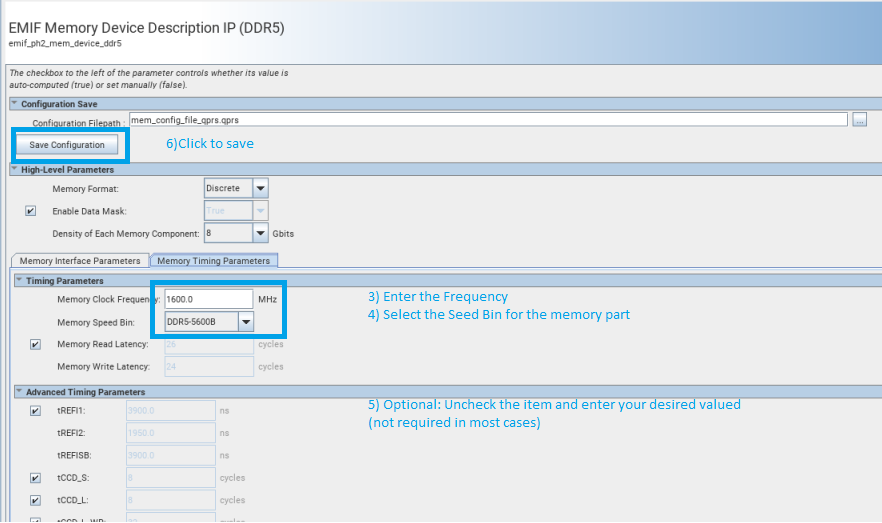 2.1.1.3.3. Generating a Custom Memory Preset File for DDR5