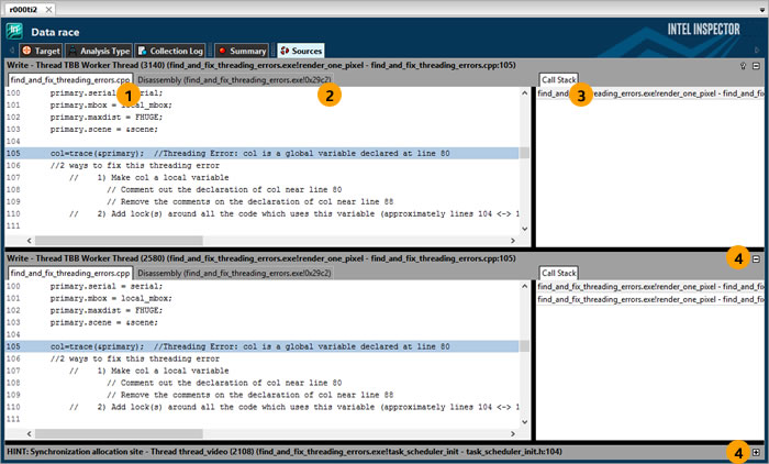 Sources window