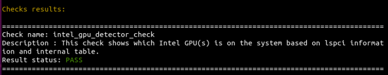 Output from single check for gpu
