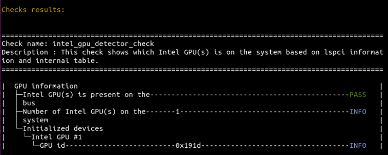 Output from single check for gpu with verbose text