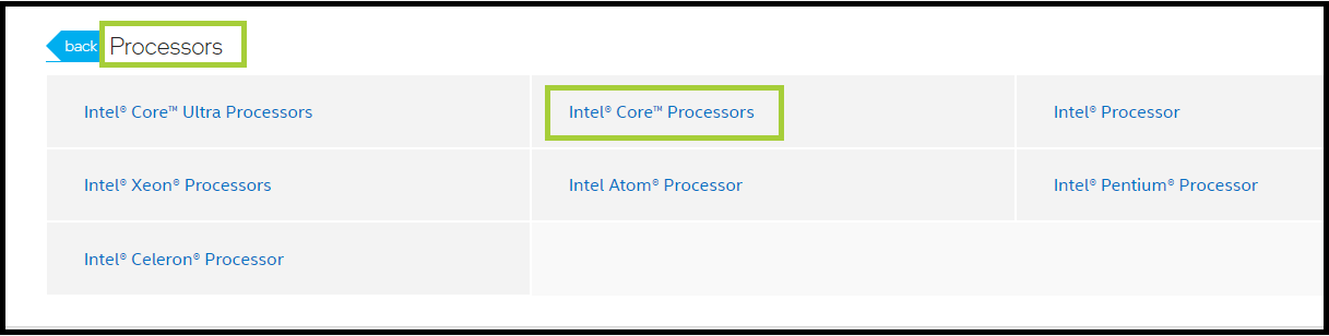 Intel Core Processors under Processors