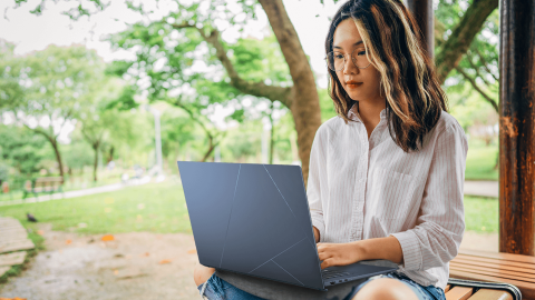 Individual working in a park