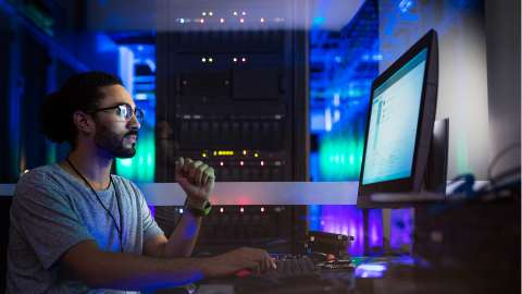 Engineer working on computer