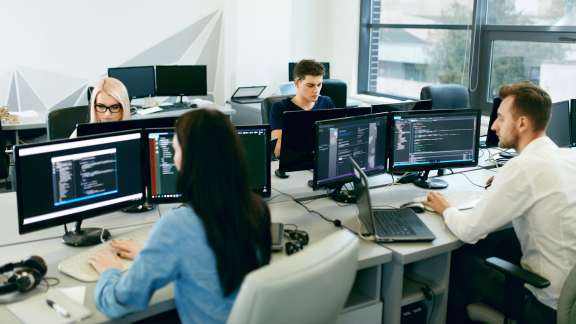 Group of colleagues working in an office