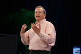 Justin Rattner, Intel Senior Fellow and Director of Intel's Corporate Technology Group, talks about the future of computing and communications over the next decade during his keynote held at the San Francisco, Moscone Center West on Thursday, August 25, 2005. (Intel Press Relations)