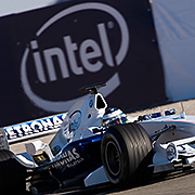 Images of the newest member of the BMW Sauber F-1 Team--the car with Intel logos. Pictures were taken at a racetrack in Valencia Spain, January 17th as the speed racer was unleashed on a group of international journalists and reporters. Intel is the official corporate partner of the BMW Sauber F-1 Team. It's part of a multi-year technology and co-marketing agreement.