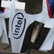 Images of the newest member of the BMW Sauber F-1 Team--the car with Intel logos. Pictures were taken at a racetrack in Valencia Spain, January 17th as the speed racer was unleashed on a group of international journalists and reporters. Intel is the official corporate partner of the BMW Sauber F-1 Team. It's part of a multi-year technology and co-marketing agreement.